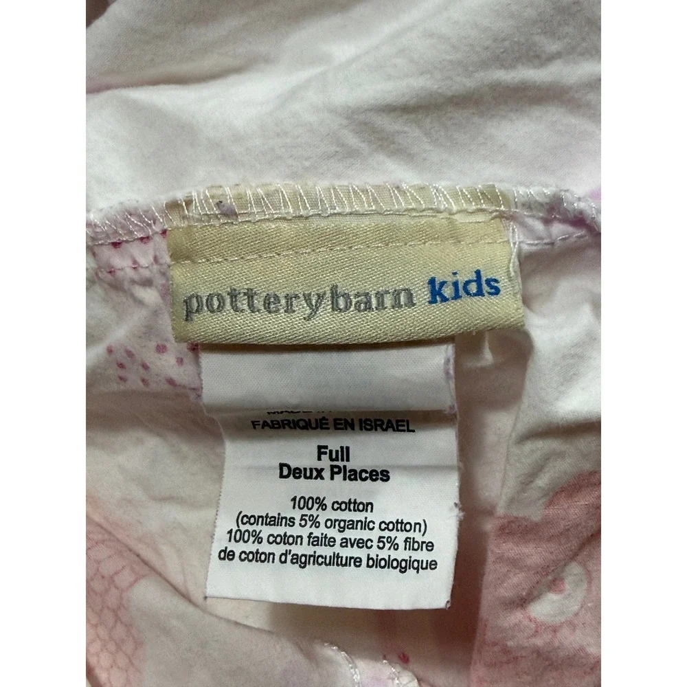Pottery Barn Kids Full Sheet Set 3pc Pink Fish Cotton Flat Fitted Pillow